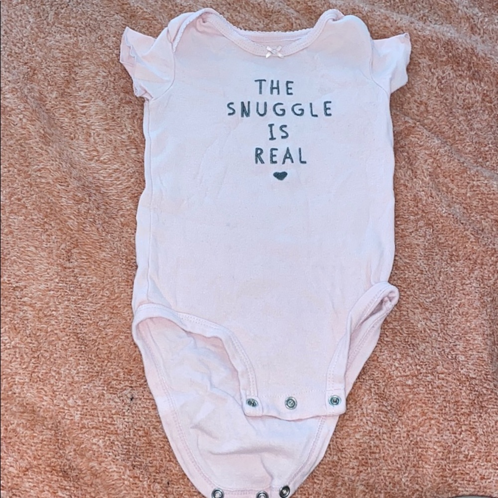 12 month pink “the snuggle is real” shirt